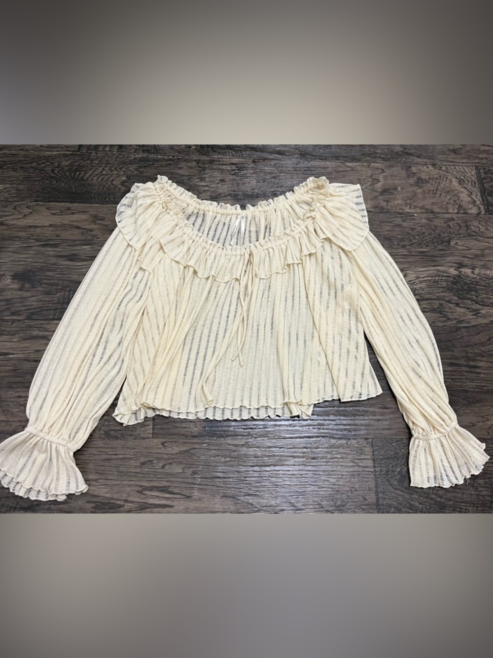 Anthropologie Cream Ruffle Off-Shoulder Peasant Blouse